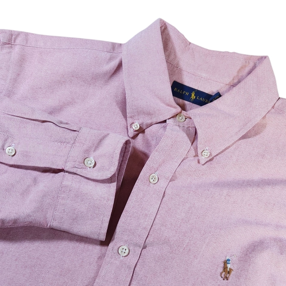 Ralph Lauren The Iconic Oxford Shirt Cotton Dress Shirt Pink Heather Red Mens XL